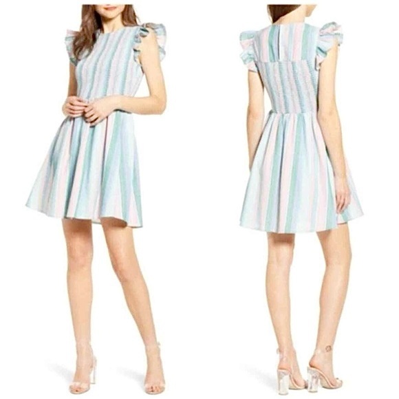 English Factory Smocked Stripe Dress - Picture 1 of 10